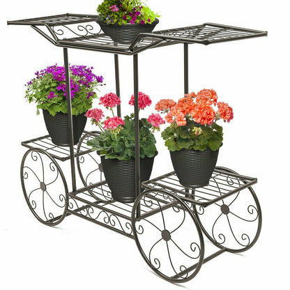 6 Tiers Garden Cart Stand & Flower Pot Plant Holder Display Rack Parisian Style - Image 6