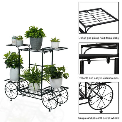 6 Tiers Garden Cart Stand & Flower Pot Plant Holder Display Rack Parisian Style - Image 9