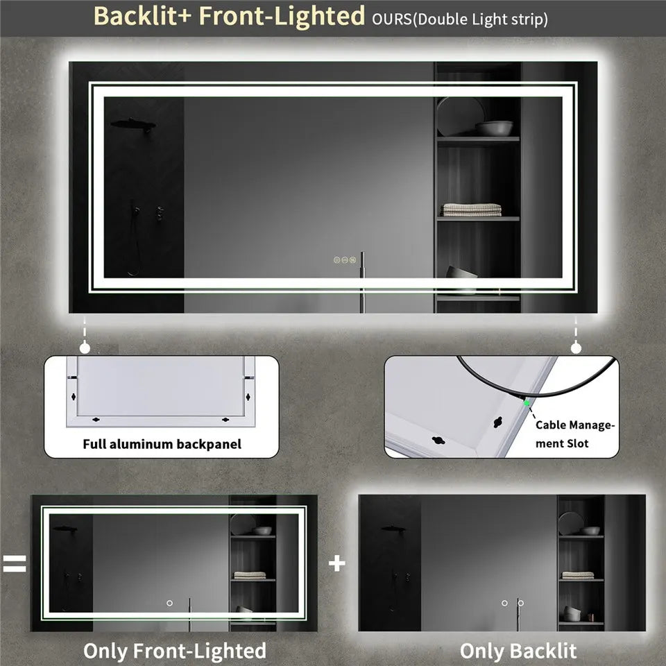 LED Bathroom Mirror with Anti-Fog & Adjustable Lighting - Image 8