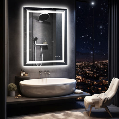 900*700MM Dimmable LED Bathroom Mirror Antifog Wall Mounted Vanity Makeup Mirror - Image 4