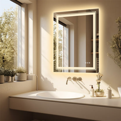 900*700MM Dimmable LED Bathroom Mirror Antifog Wall Mounted Vanity Makeup Mirror - Image 5