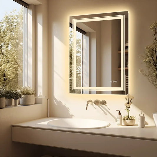 900*700MM Dimmable LED Bathroom Mirror Antifog Wall Mounted Vanity Makeup Mirror - Image 5