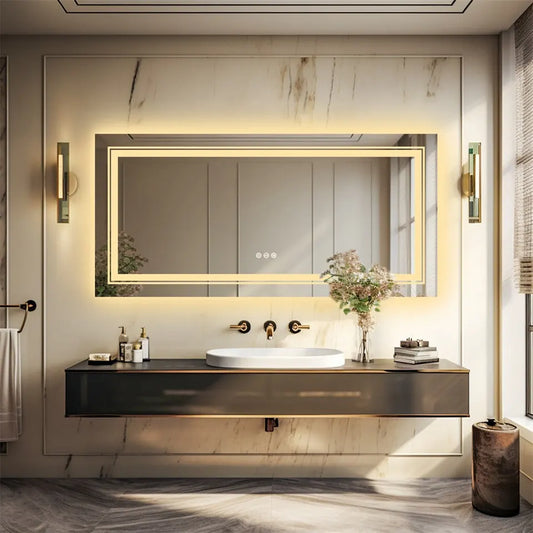 LED Bathroom Mirror Double Light Vanity Makeup Mirror Tall Full-Size Body Mirror 1200*600mm Double LED - Image 3