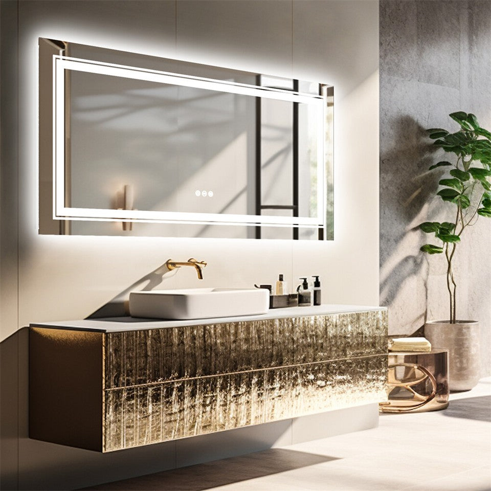 LED Bathroom Mirror Double Light Vanity Makeup Mirror Tall Full-Size Body Mirror 1200*600mm Double LED - Image 6