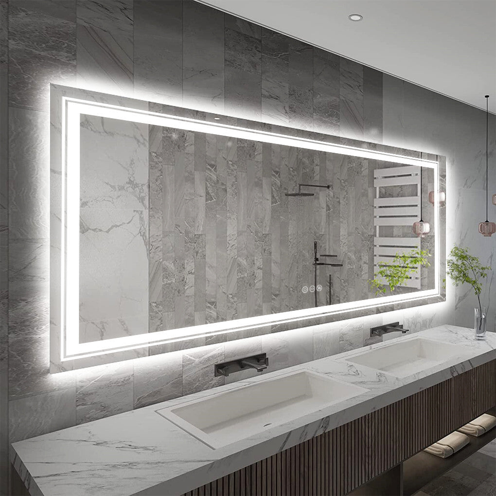 1.83M Oversize Dual Light Bathroom Mirror Super Anti-Fog Makeup Dressing Mirror - Image 2