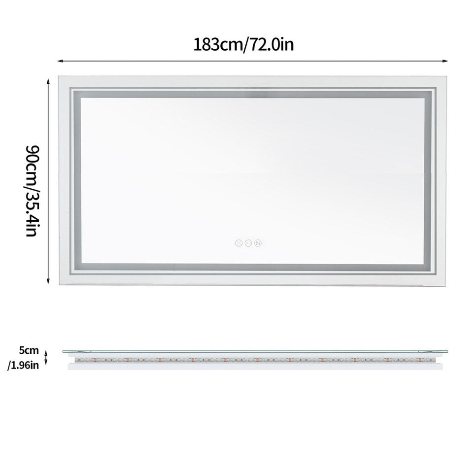 1.83M Oversize Dual Light Bathroom Mirror Super Anti-Fog Makeup Dressing Mirror - Image 3