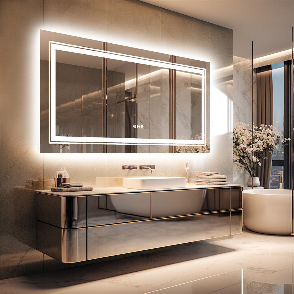 Fin 1200X800Mm Led Front Backlit Bathroom Mirror Fogless Anti-Aging Premium Hd Glass - Image 2