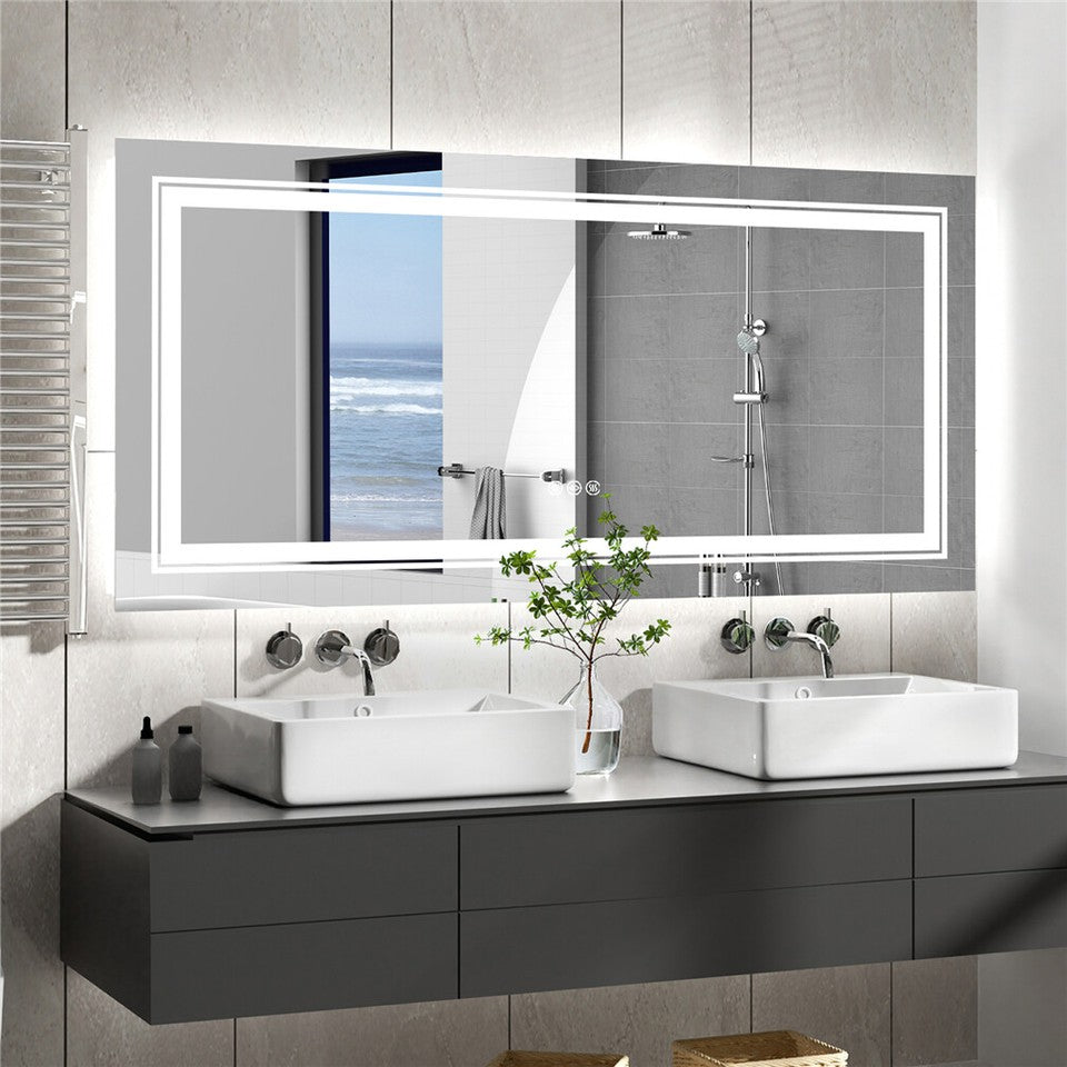 Anti-Fog LED Bathroom Mirror with 2-Way Mount 1000*600mm/Double LED - Image 2