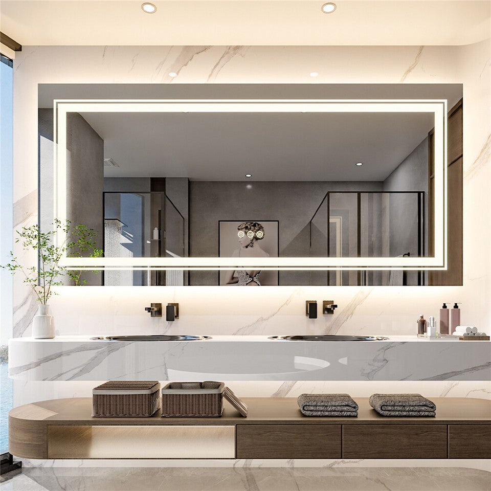 Anti-Fog LED Bathroom Mirror with 2-Way Mount 1000*600mm/Double LED - Image 3