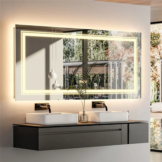 Anti-Fog LED Bathroom Mirror with 2-Way Mount 1000*600mm/Double LED - Image 4