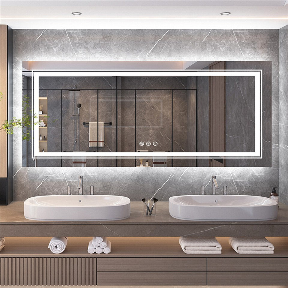 Anti-Fog LED Bathroom Mirror with 2-Way Mount 1000*600mm/Double LED - Image 5