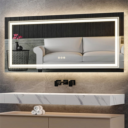 Anti-Fog LED Bathroom Mirror with 2-Way Mount 1000*600mm/Double LED - Image 6
