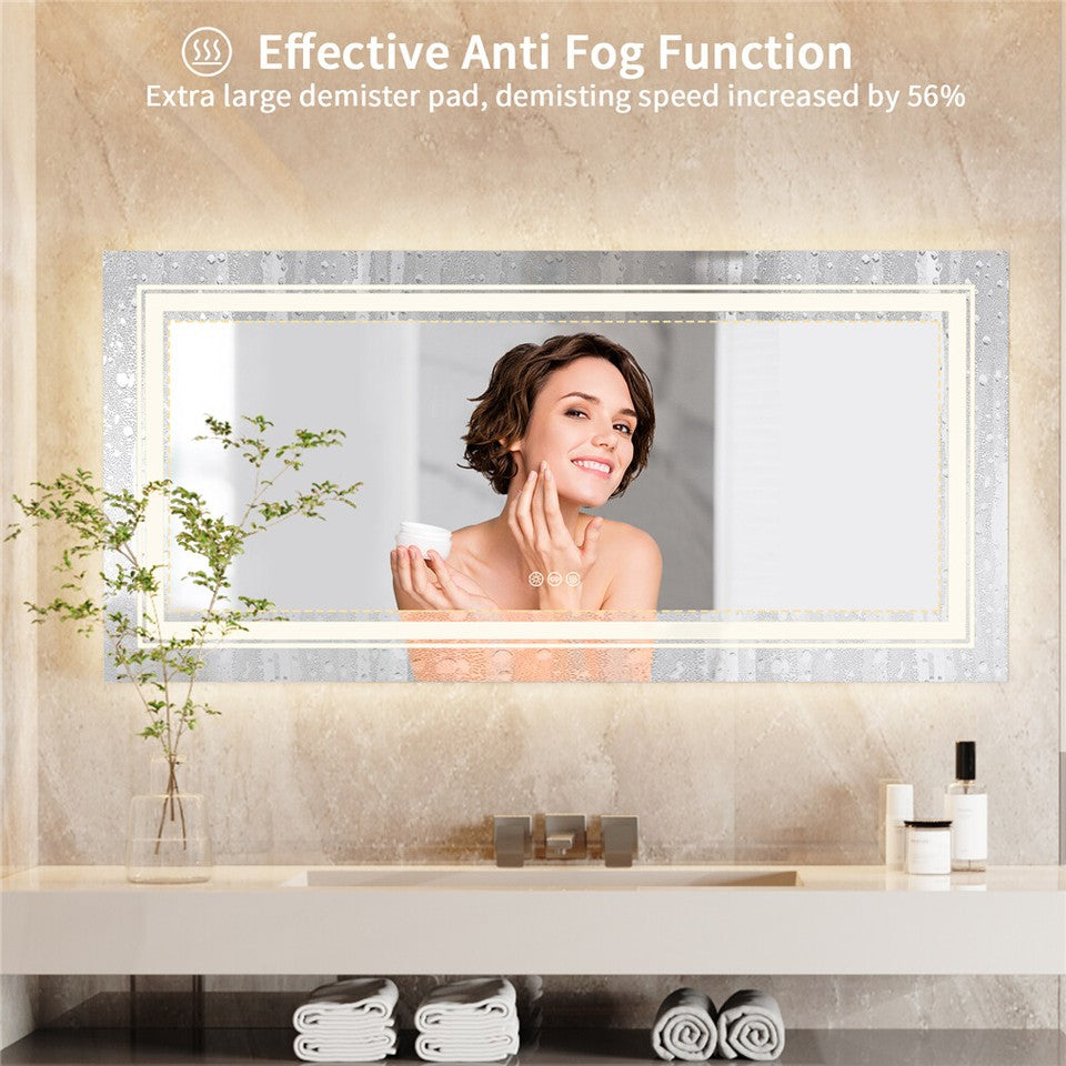 Anti-Fog LED Bathroom Mirror with 2-Way Mount 1000*600mm/Double LED - Image 8