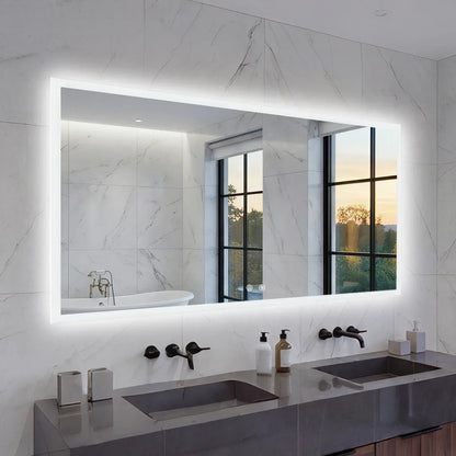 Smart LED Bathroom Mirror Anti-Fog Wall Mounted Vanity Mirror with 3 Color Dimmable Lights Touch Sensor 120x70cm - Image 2
