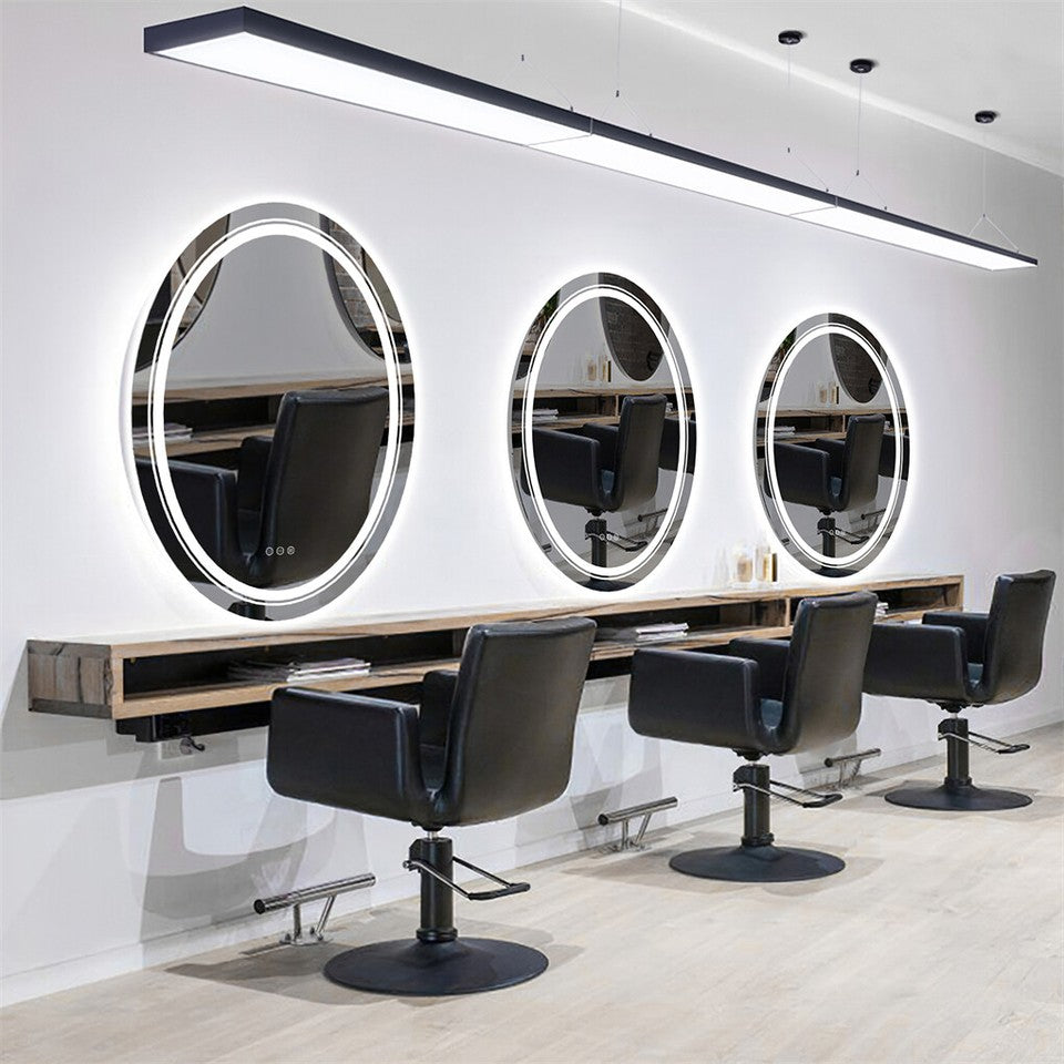 60x80cm Oval Backlit + Front LED Bathroom Mirror Dimmable Shatter-Proof Vanity Mirror - Image 4
