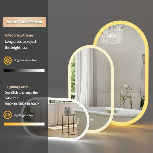 Premium Oval LED Anti-Fog Bathroom Mirror(80x50cm) - Image 5