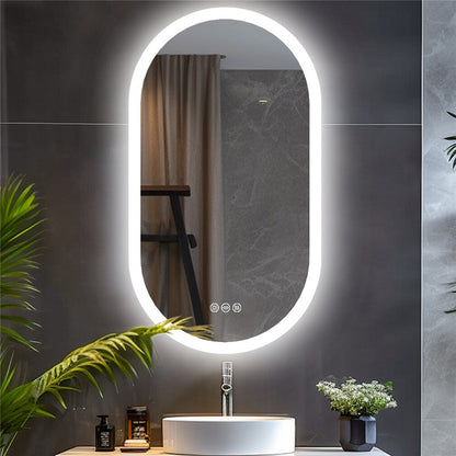 Premium Oval LED Anti-Fog Bathroom Mirror(100x50cm)