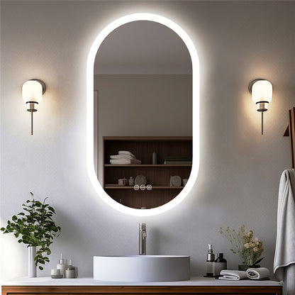 Premium Oval LED Anti-Fog Bathroom Mirror(100x50cm) - Image 2