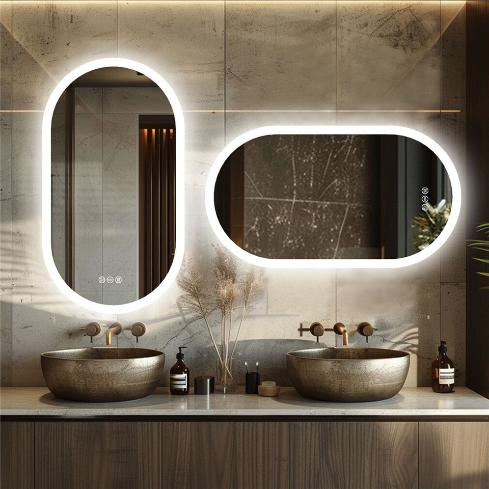 Premium Oval LED Anti-Fog Bathroom Mirror(100x50cm) - Image 4