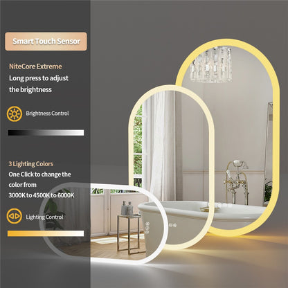 Premium Oval LED Anti-Fog Bathroom Mirror(100x50cm) - Image 5