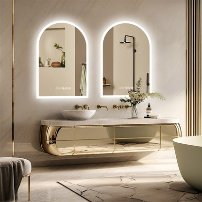 Arch Dimmable Led Bathroom Vanity Mirror w Antifog Temperature Date Time Display - Image 4