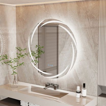 Round LED Anti-Fog Backlit Bathroom Mirror(60x60cm) - Image 2