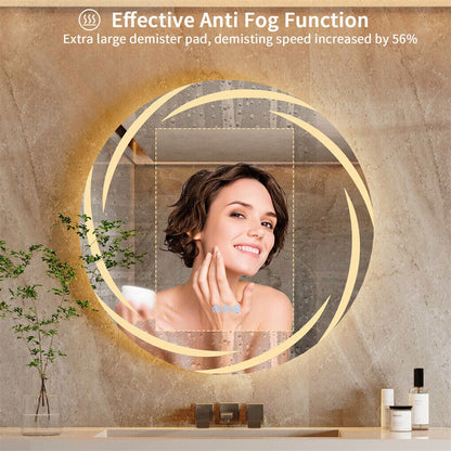 Round LED Anti-Fog Backlit Bathroom Mirror(60x60cm) - Image 4