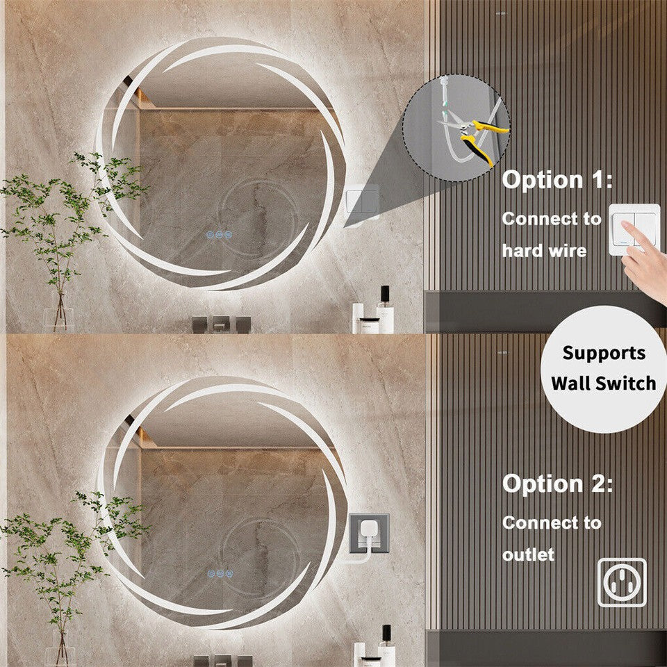 Round LED Anti-Fog Backlit Bathroom Mirror(60x60cm) - Image 5