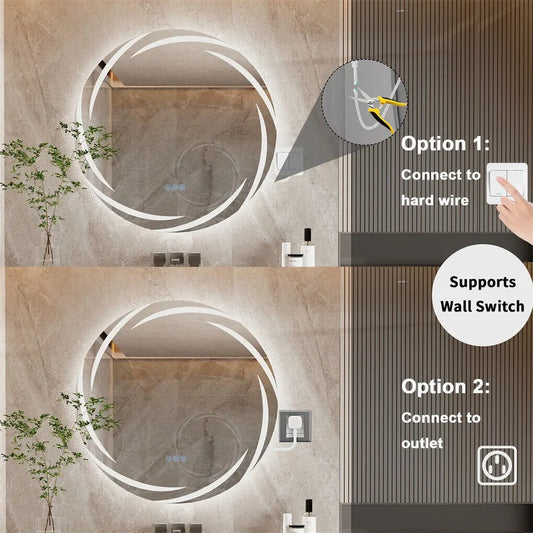 Round LED Anti-Fog Backlit Bathroom Mirror(60x60cm) - Image 5