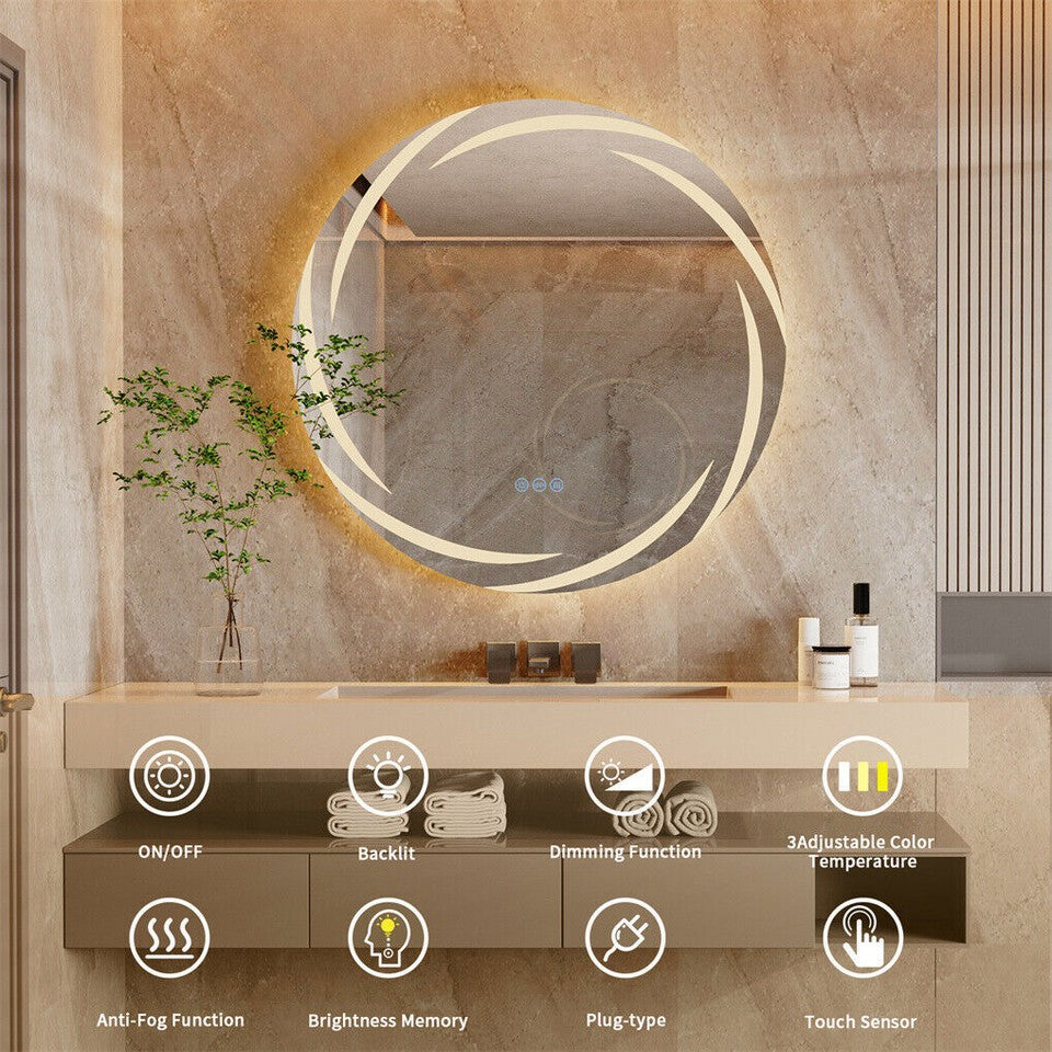 Round LED Anti-Fog Backlit Bathroom Mirror(60x60cm) - Image 6