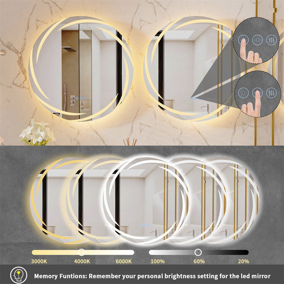 Round LED Anti-Fog Backlit Bathroom Mirror(60x60cm) - Image 7