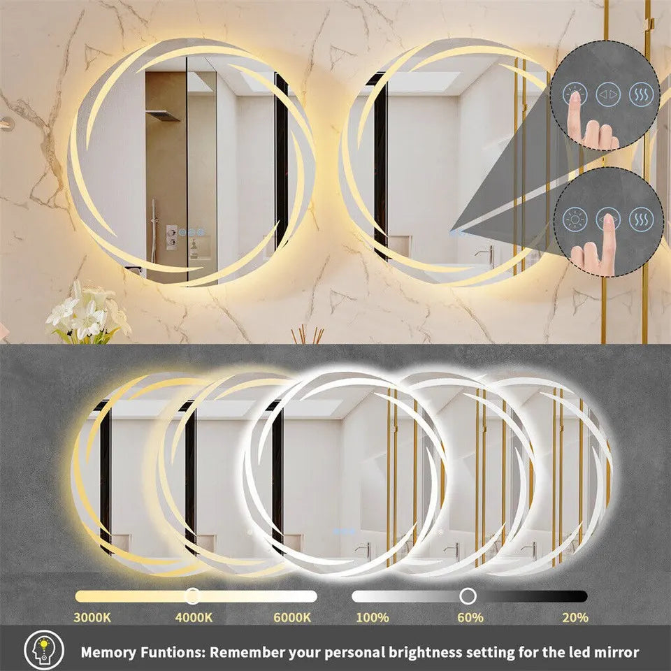 Round LED Anti-Fog Backlit Bathroom Mirror(60x60cm) - Image 7