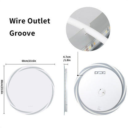 Round LED Anti-Fog Backlit Bathroom Mirror(60x60cm) - Image 9