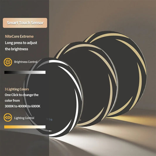 Round LED Anti-Fog Backlit Bathroom Mirror(80x80cm) - Image 8