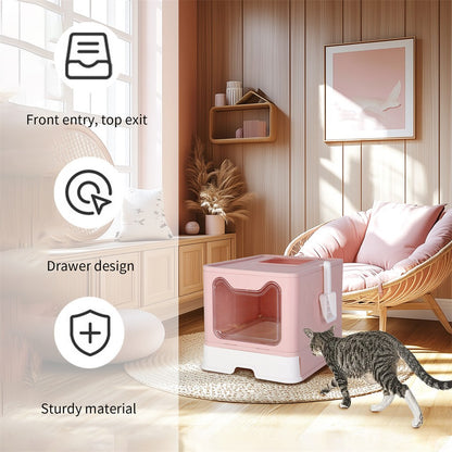 Xxl Large Cat Litter Box Self-Cleaning No Smell Pet Toilet Box With Tray & Scoop - Image 7