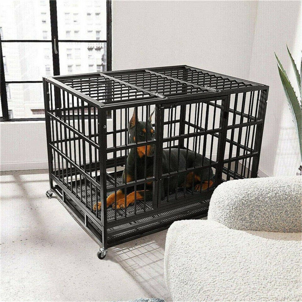 Heavy Duty Dog Cage with Lock & Bottom Tray - Image 4