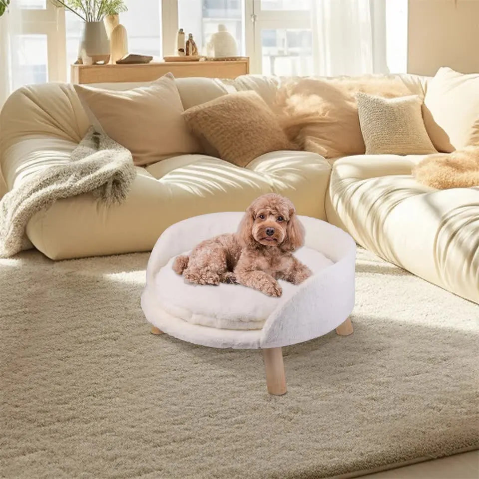 Pet Sofa Bed with Plush Cushion & Wooden Legs - Image 6