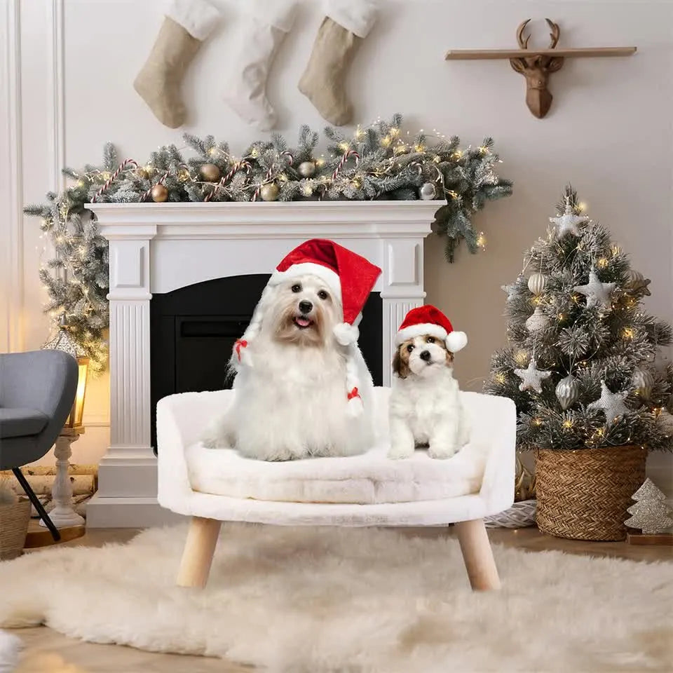 Pet Sofa Bed with Plush Cushion & Wooden Legs - Image 7