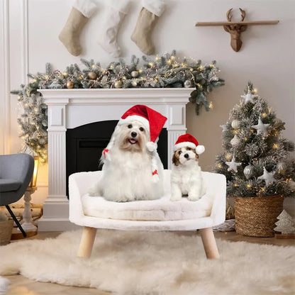 Pet Sofa Bed with Plush Cushion & Wooden Legs - Image 7