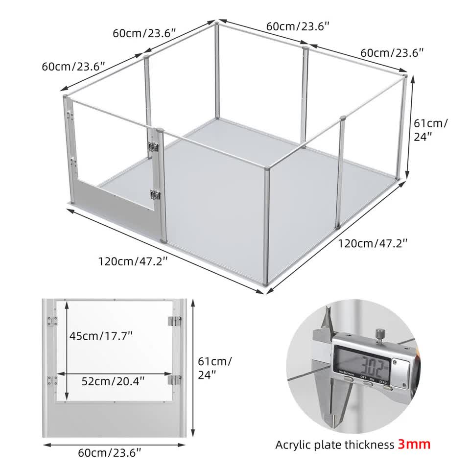 Versatile Sleek Thick Acrylic Pet Playpen Dog Puppies Run Kennel Rabbit Play Pen - Image 9