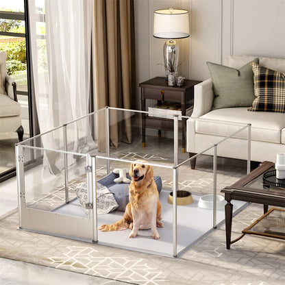 81cm Highest Acrylic Dog Whelping Pen Box Safe Aluminum Frame Pet Playpen w/ Mat - Image 8