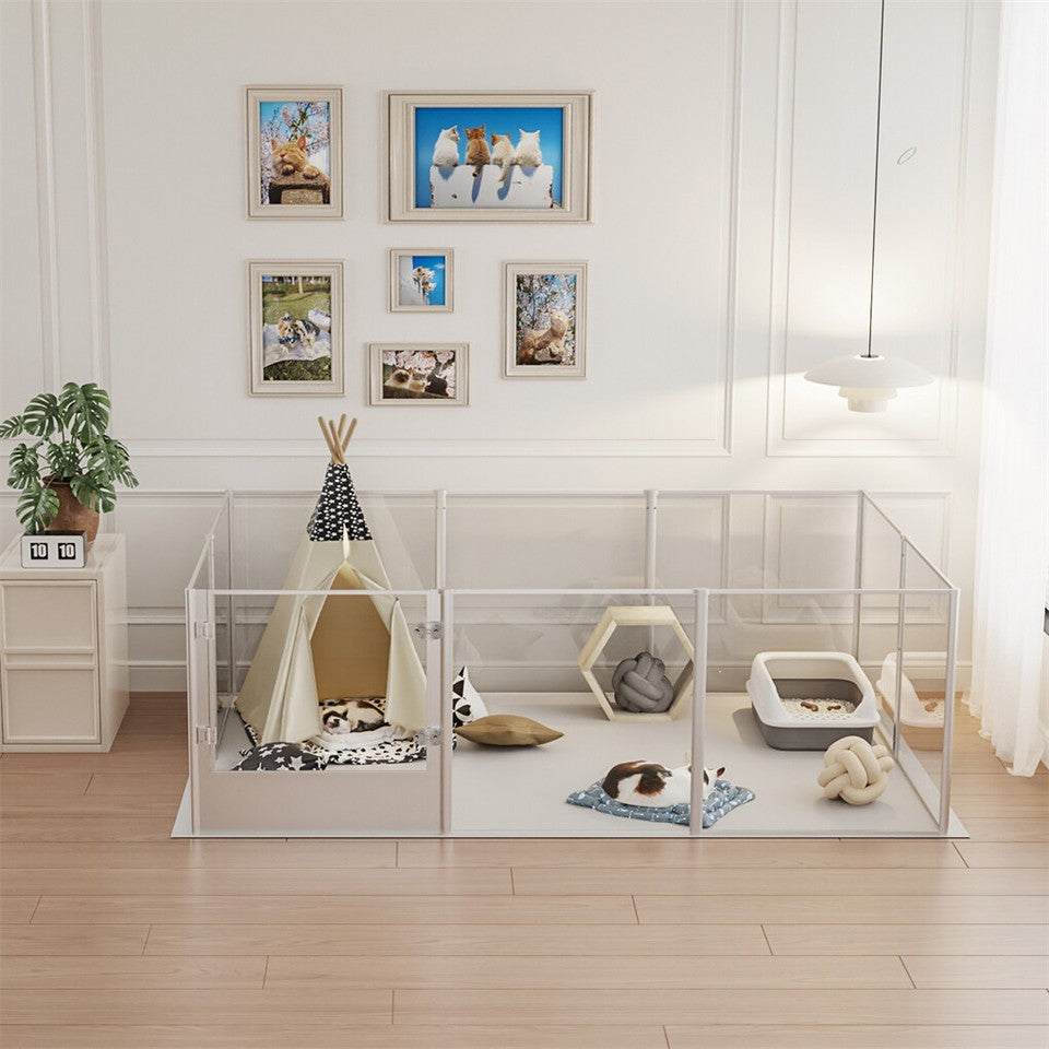 10-Piece Large Thicken Acrylic Dog Playpen Puppy Birth Fence with Waterproof Mat - Image 4