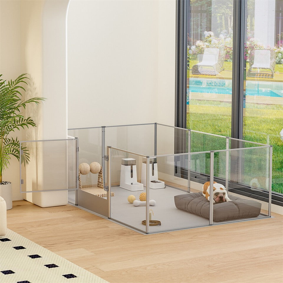 10-Piece Large Thicken Acrylic Dog Playpen Puppy Birth Fence with Waterproof Mat - Image 7