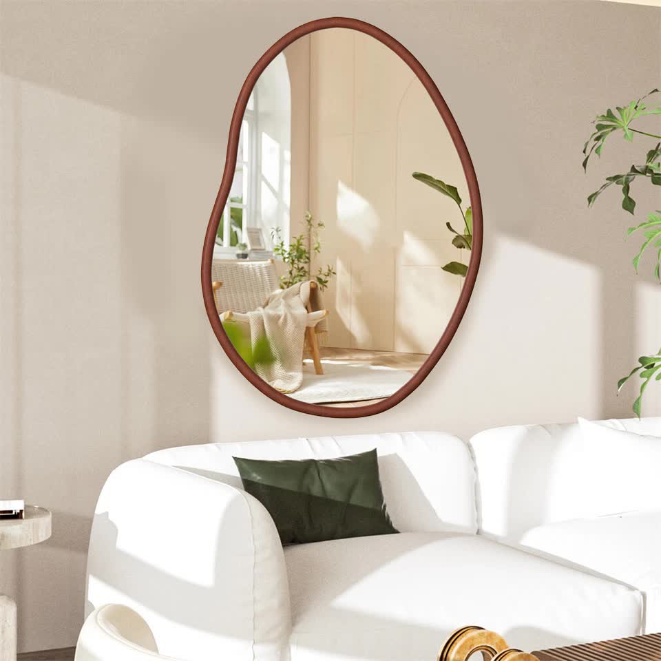 Large Wooden Frame Wall Mirror - Entryway & Hall Decor - Image 3