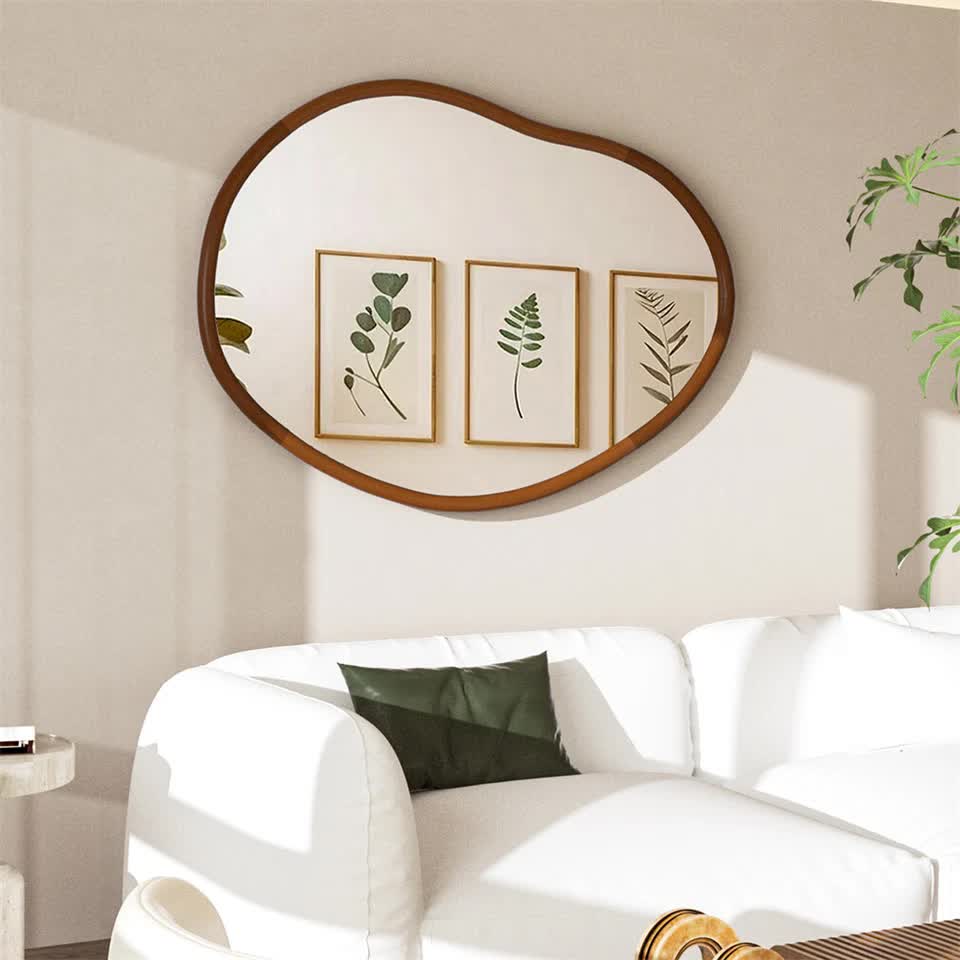Large Wooden Frame Wall Mirror - Entryway & Hall Decor - Image 4