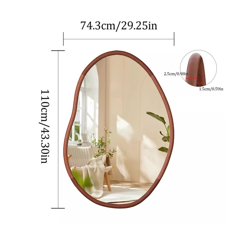 Large Wooden Frame Wall Mirror - Entryway & Hall Decor - Image 6