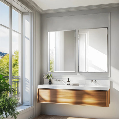 P&P Silver Rectangular Wall Mirror 50x70cm Frameless Beveled Edge Glass for Modern Rooms - Image 2