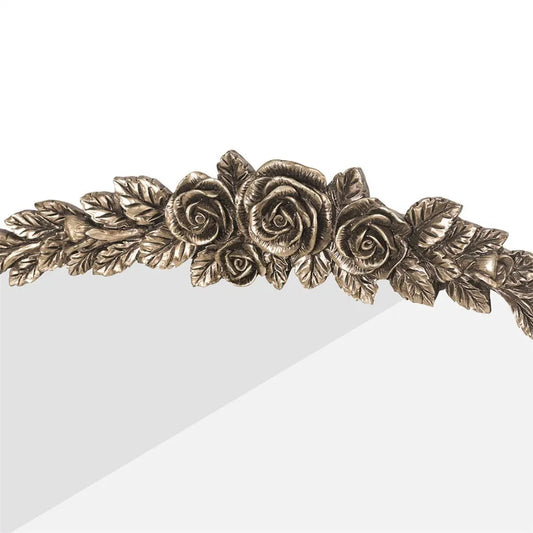 Elegant Rose - Designed Baroque Brass Arched Mirror Size Large - Image 5