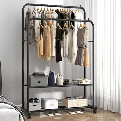 Heavy Thicken Metal Double Clothes Rail Sturdy Open Hanging Shelf Storage Rack - Image 5