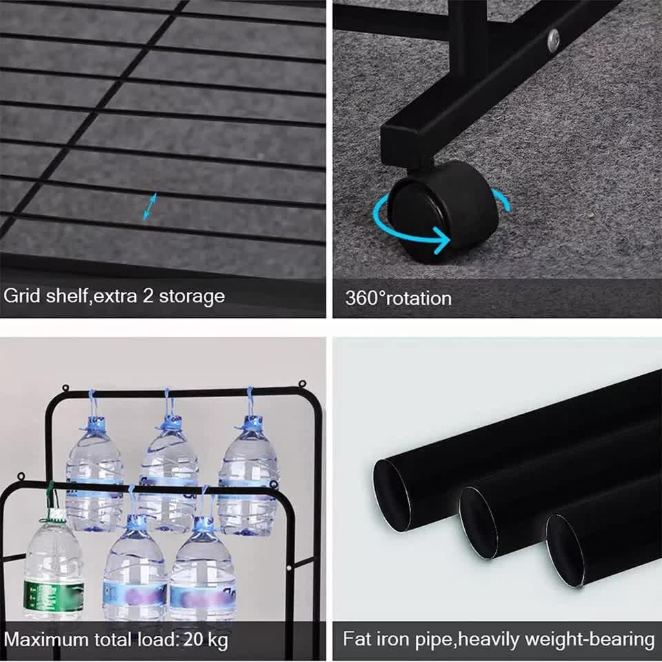 Heavy Thicken Metal Double Clothes Rail Sturdy Open Hanging Shelf Storage Rack - Image 9